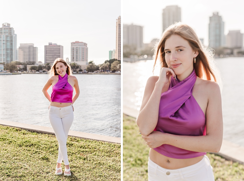 modern senior pictures at the st. petersburg pier